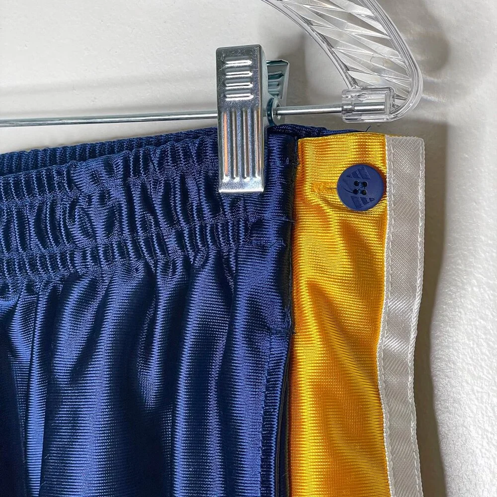 Vintage Adidas Snap Tear Away‎ Pants Blue Yellow Athletic Track Basketball 2001